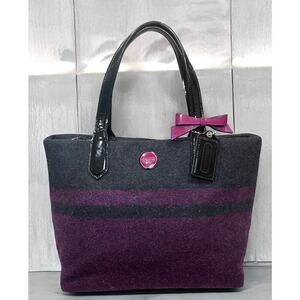 Coach F24786 Signature Stripe Wool Tote Bag
